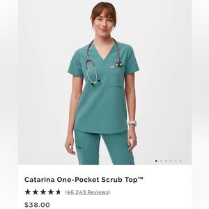 Teal Figs Scrub Top, size XS
